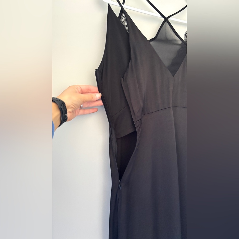 Zara Baby Doll Slip Dress Asymmetrical Strappy Dark Romantic Feminine Black Med - Picture 8 of 12